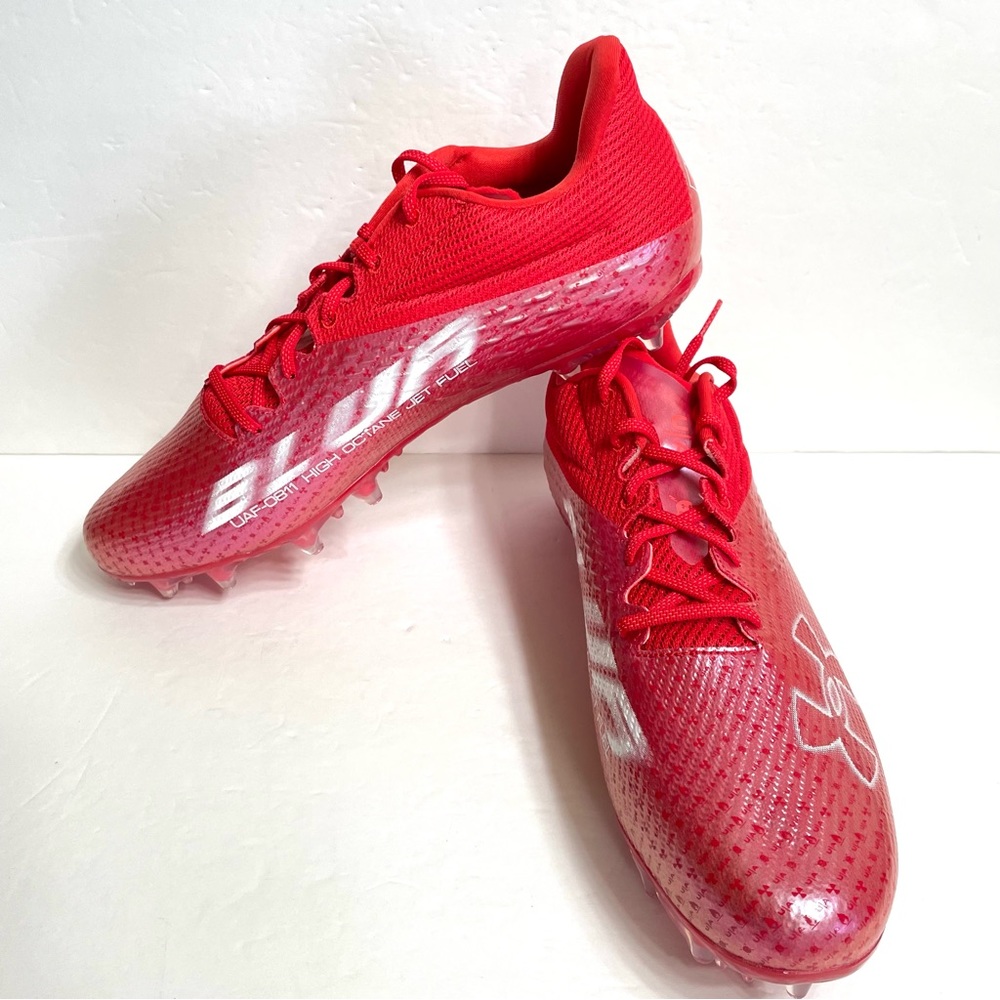Under Armour Blur Smoke MC Red Football Cleats Size 15 3024015-600